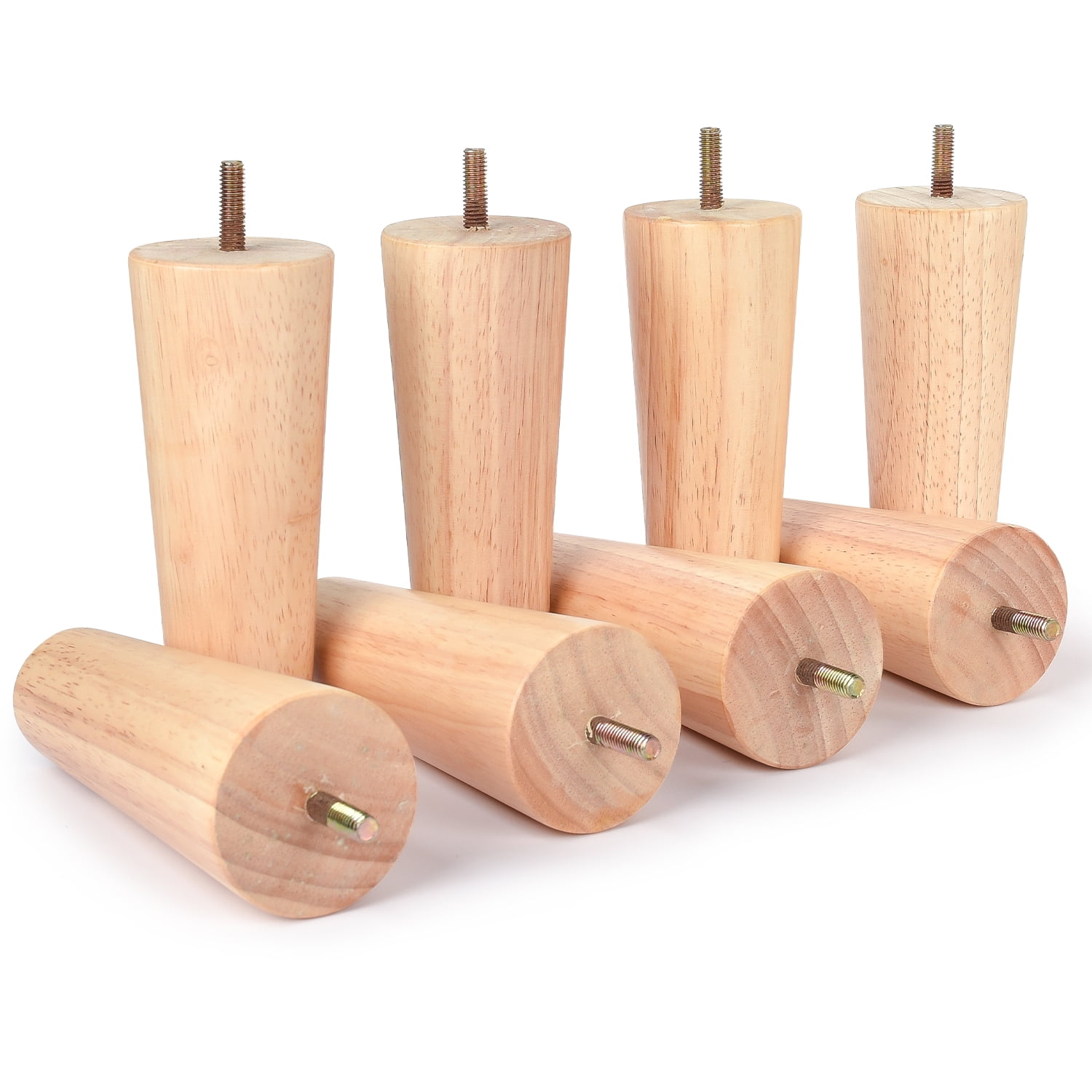 4 inch / 10cm Wooden Furniture Legs,TCHOSUZ Set of 8 Solid Wood Tapered