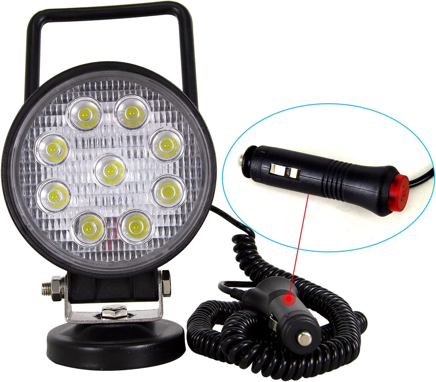 4 inch 27W LED Work Light Bar with Base, Cigarette Lighter