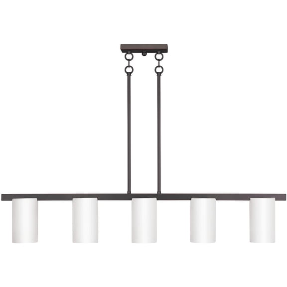 4 inch 5 Light Olde Bronze Chandelier with Hand Blown Satin Opal White Glass Shade