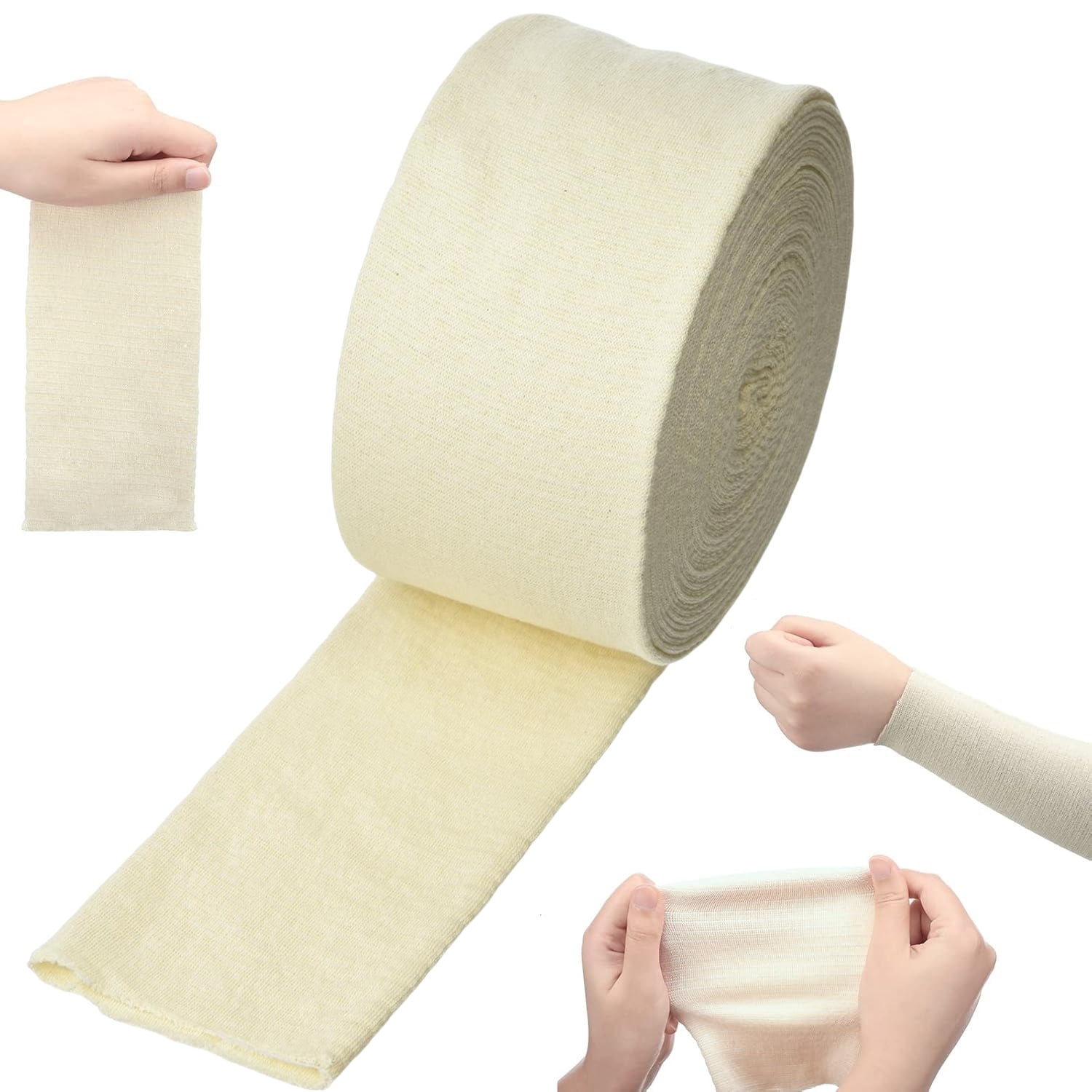 4 inch Cotton Stockinette Tubular Bandage 5.5 Yard Comfortable Arm Stockinette Tubing Reusable Elastic Bandage Sleeve for Ankles and Elbows,Arms, Legs