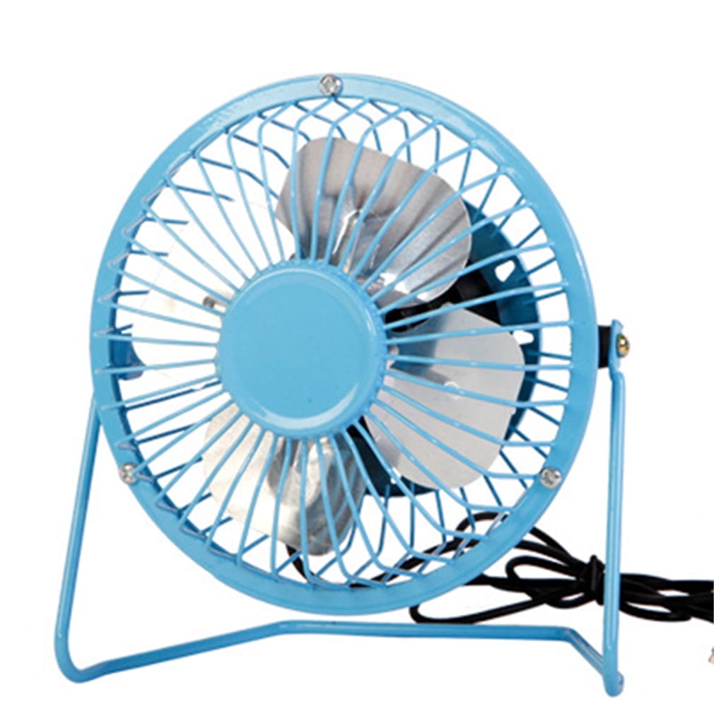 Happon 4 Inch Desk Fan, Mini Metal USB Fan, 360° Rotation, Silent, Blue ...