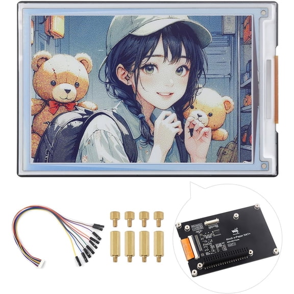 4-inch E Ink Spectra 6 (E6) Full Color E-Paper Display, Compatible with 4B/3B/Zero/Zero W/Zero 2W/Pico, Jetson Nano and RDK X3, with HAT+ Driver Board