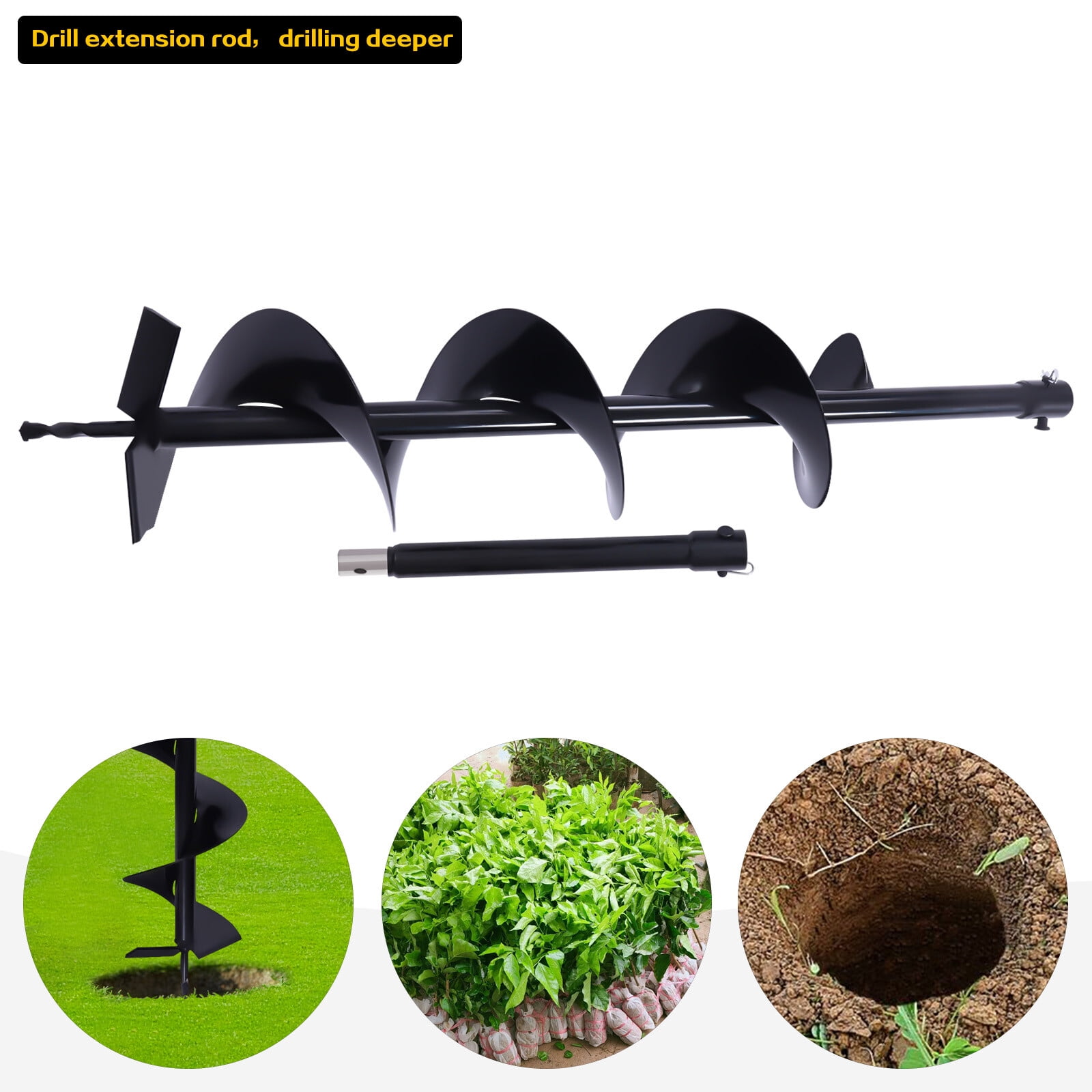 4-inch Earth Auger Drill Bit Post Hole Drill Bit Replacement for Fence Ground Drill Bit Garden Tree Planting