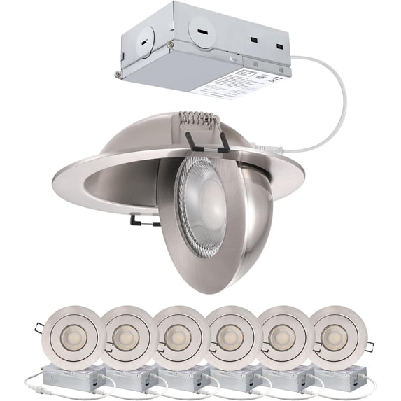 4-inch Gimbal LED Recessed - 4 in Lighting 6Pack Canless Brushed Nickel ...