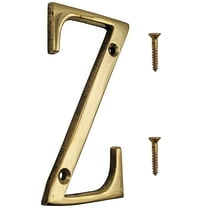 4-inch House Letter "Z" with Mounting Screws, Polished Brass, Shiny Gold Color, Suitable for Mailbox, Home, Apartment, Hotel etc