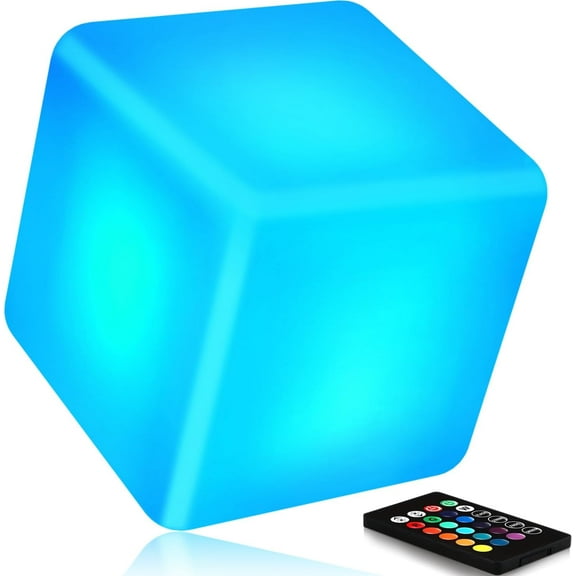 4 inch LED Light Cube 16 RGB Colors, LED Cube Fun Night Lights Mood Lamp for Kids and Adults, Light Up Cube Toy, USB Rechargeable&7 Level Dimming&4 Lighting Modes&Remote Control&Button Control