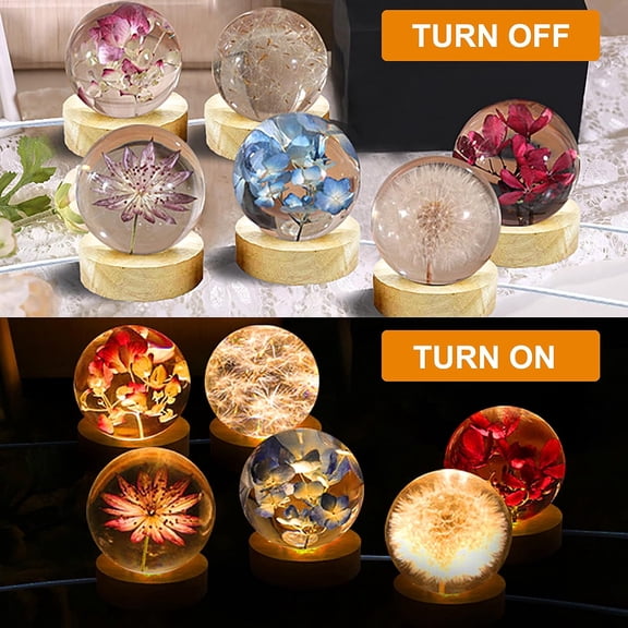 4 inch Large Sphere Round Light Resin Mold,LED Silicone Resina Mould with 1Pcs USB Powered Wooden Lighted Base Stand for DIY Table Crafts Party Wedding Desktop Lamp Home Decor
