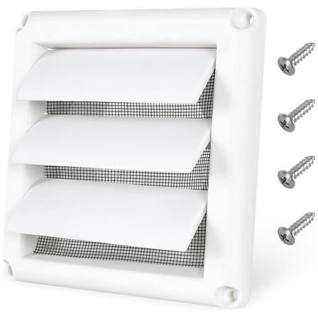 Detetap 4" Dryer Vent Cover for Exterior Wall Vent Hood Outlet Airflow Vent Dryer Air Vent with Plastic Screen Includes 4 Screw for Easy Installation (White)