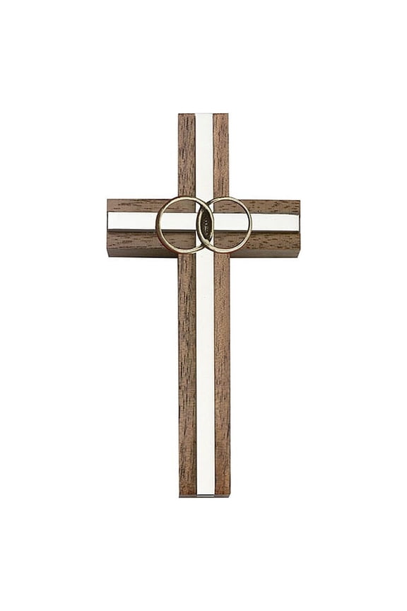 4 inch Marriage Cross, Walnut w/ Antique Gold inlay