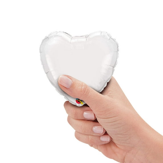 4 inch Mini Heart - White (Air-Fill Only) Foil Mylar Balloon - Party Supplies Decorations