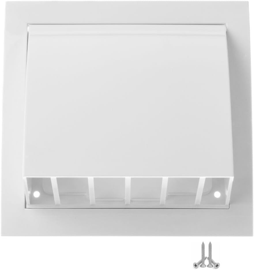 4 inch Outdoor Dryer Vent Cover White - ABS Plastic Exhaust Ventilation Grille with Weather Protective Cap and Non Return Flap HVAC Air Vents for Wall
