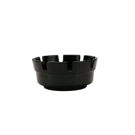 Durable 4-inch Black Plastic Ashtray with Built-in Cigarette Slots