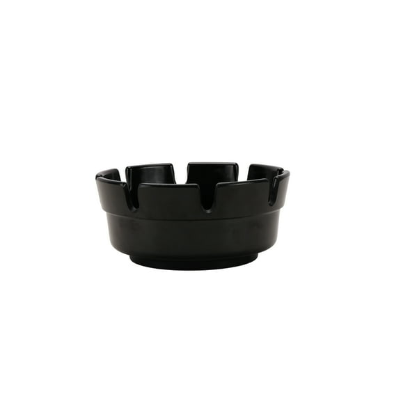 Durable 4-inch Black Plastic Ashtray with Built-in Cigarette Slots