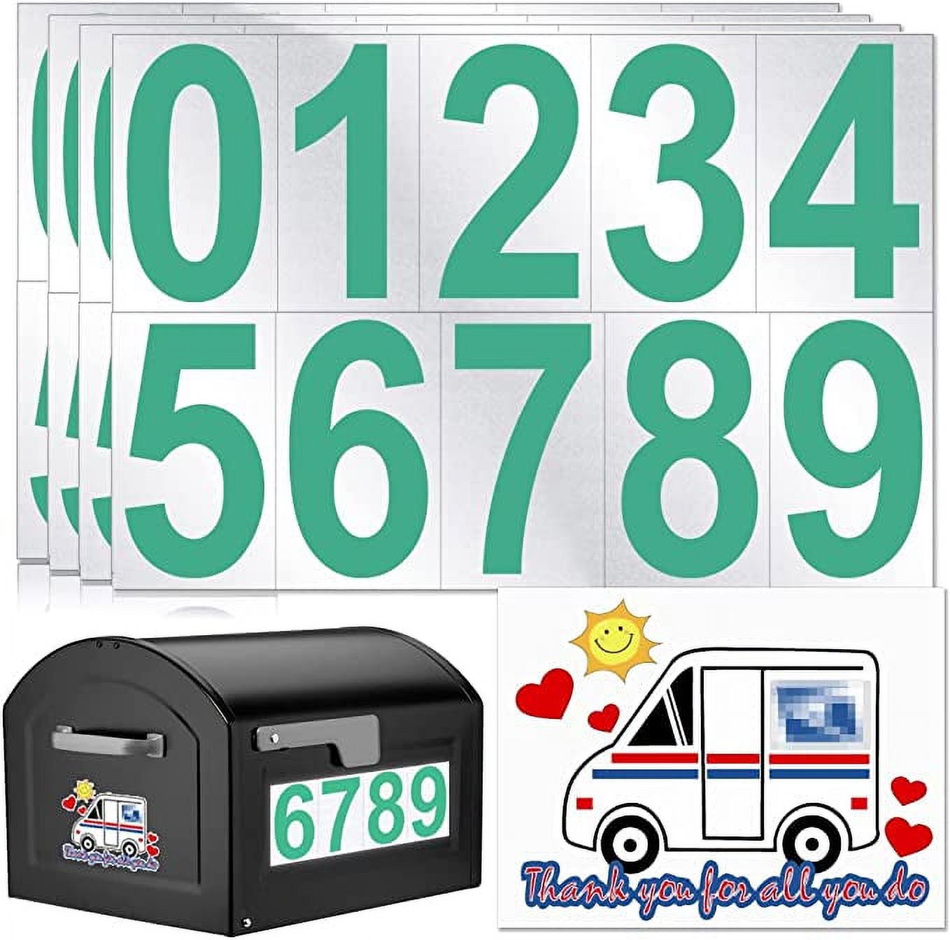 4 inch Reflective Mailbox Numbers Sticker (09, 4 Sets) with Thank You