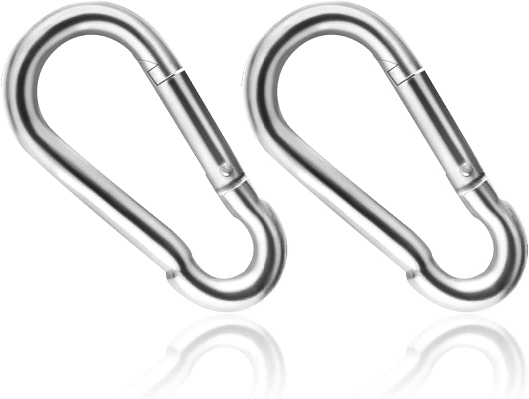 8 Pack 3 Inch Spring Snap Hook Stainless Steel 304 Carabiner Clips Heavy  Duty Quick Link Hook for Outdoor Camping Hiking Hammock Swing (M8 x 80mm)