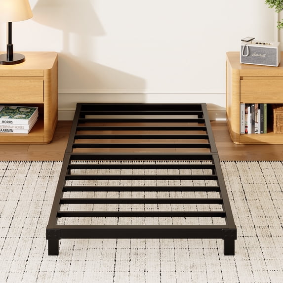 Arhomefurni 4 Inch Twin XL Bed Frame, Heavy Duty Metal Low Profile Platform Bed, No Box Spring Needed, Noise Free, Easy Assembly, Black
