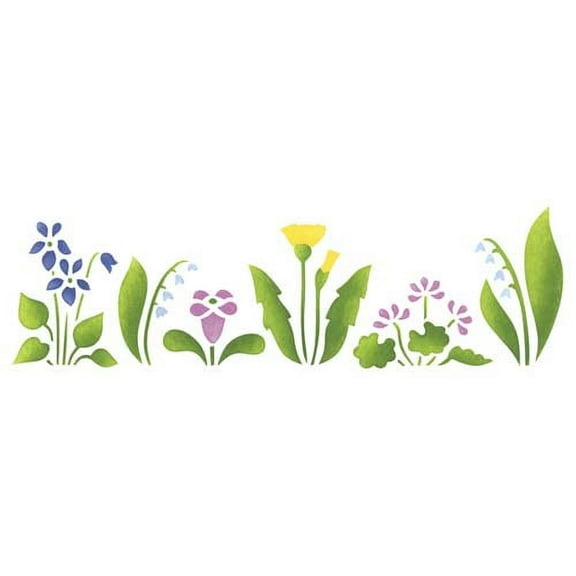 4 inch Wildflower Border Wall Stencil 741 by Designer Stencils