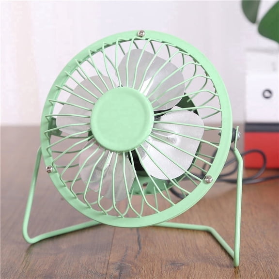4-inch Mini Metal Fan USB Desk Fan Small Personal Air Circulator Fan Portable Electric Table Desktop Fan Rechargeable Travel Fans for Camping Office Room Outdoor Green