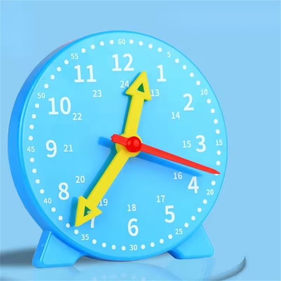 4 inches Plastic Clock Teaching Toy for Kids Hour Minute Second Cognition Colorful Educational Clock for Preschool Early Learning Classroom Tool Blue Interactive Learning Time Aid