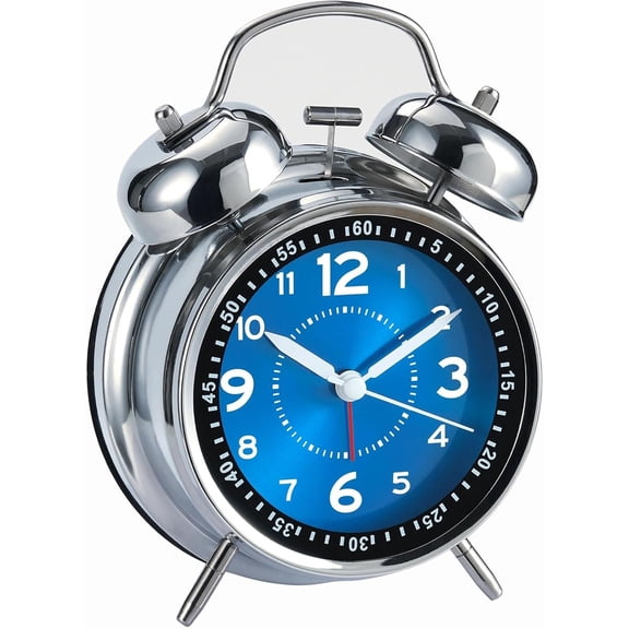 4 inches Twin Bell Loud Alarm Clock for Heavy Sleepers (Chrome Finish)