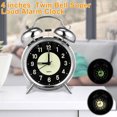 thumbnail image 1 of 4 inches Twin Bell Super Loud Alarm Clock Battery Operated with Nightlight for Heavy Sleepers, Silver, 1 of 7