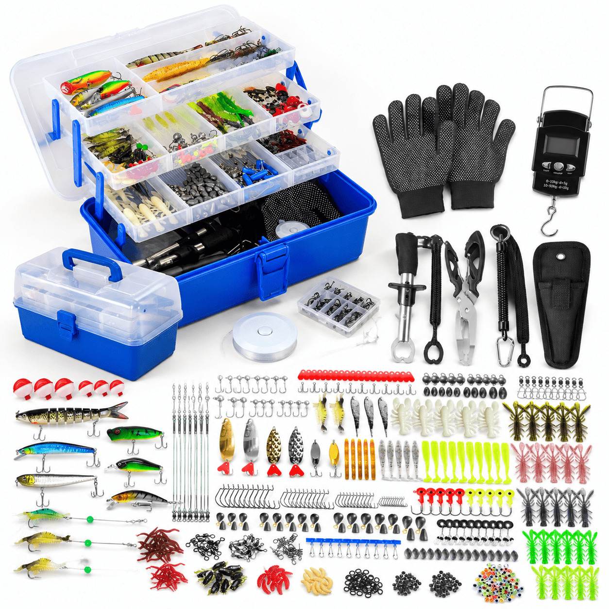 Toy Box Kit 4-layer Fishing Tackle Box with Pre-Assembled Lures and Gear Kit ...