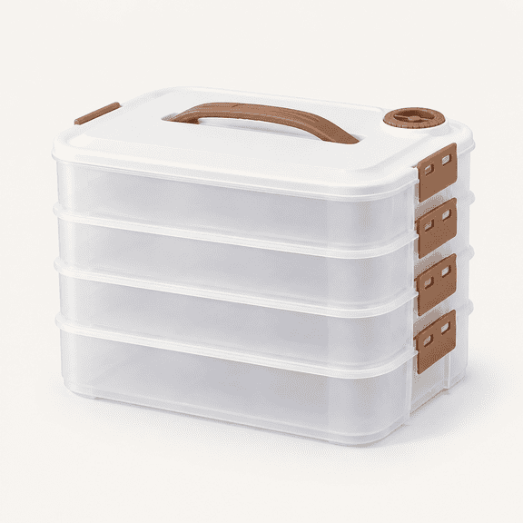 4-layer Food Storage Containers, Plastic Cookie Containers, Stackable Cookie Carrier, Dumpling Storage Box