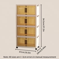 4 layer Plastic Storage Bins With Lids Wide Extra Large Storage Cabinet, Collapsible Stackable Containers With Wheels, Foldable Organizer System For Closet, Bathroom, Home, Office, Dorm