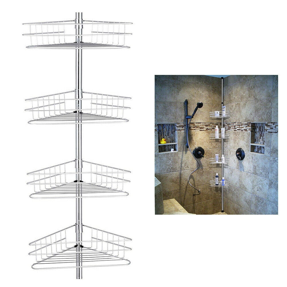 4 Layer Rustproof Bathroom Corner Shelf Shower Caddy Shower Tension