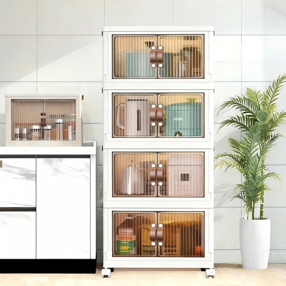 4 layers can be stacked freely. Large Plastic Storage Bins with Lids and Open Front, Stackable Storage Containers with Wheels for Clothes, Home and Room.White
