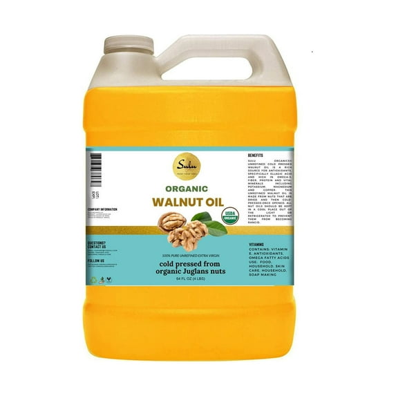 4 lbs USDA Organic Cold Pressed Unrefined Extra Virgin Food Grade 100% Pure Walnut oil