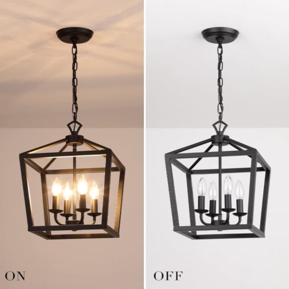 4-light pendant lighting, industrial ceiling light brushed gold black light, geometric metal pendant light with adjustable chain, for indoor use in the entrance kitchen island