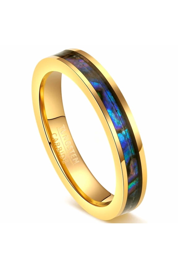 4 mm Inlaid Shell Ladies Tungsten Steel Ring