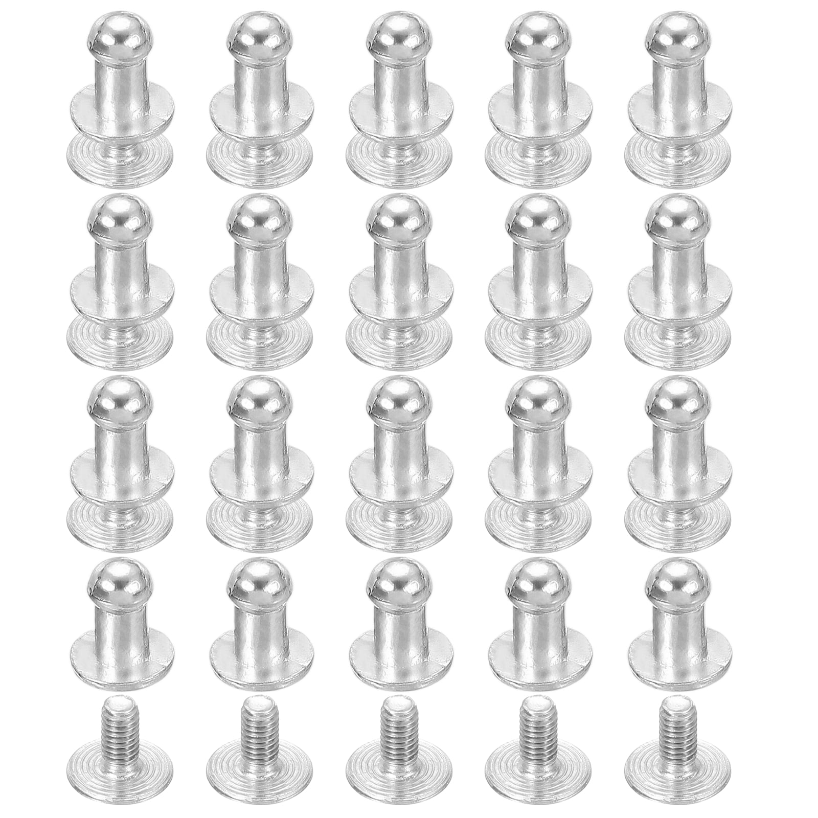 4 mm Leather Rivets, 20 Sets Ball Head Stud Screw Back Round Head ...
