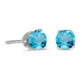 thumbnail image 1 of 4 mm Round Blue Topaz Screw-back Stud Earrings in 14k White Gold, 1 of 3