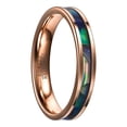 thumbnail image 1 of 4 mm Wide Rose Gold Inlaid with Abalone Shell Men and Women Tungsten Steel Ring, 1 of 3