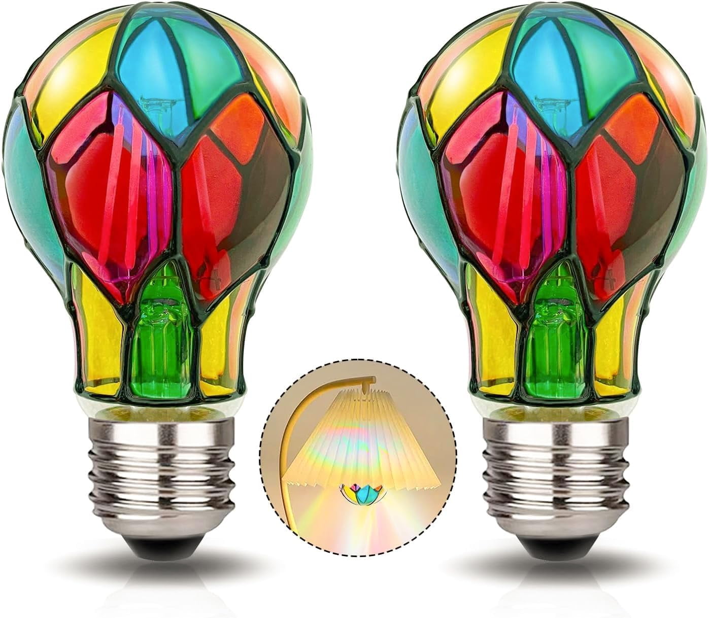 Toopower LED Stained Glass Light Bulb, 4W A19 E26 - Decorative Color ...