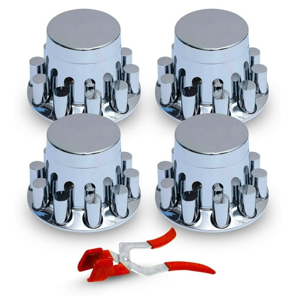 TORQUE 4 of Rear Axle Wheel Cover Cylinder Hubcap 33mm Screw-On ABS Chrome Plastic for Semi Truck (Universal Fit) (TR613-TWC)