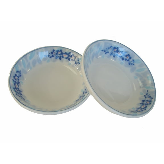 4 of White Porcelain Dishes with Blue Flower Pictures