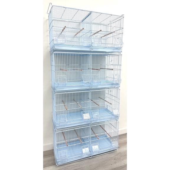 4 of White Stackable Double Breeding Breeder Flight Bird Cage Center Dividers With Side Breeding Nest Box Doors