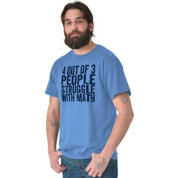 4 out of 3 Struggle Math Nerd Humor Plus Size Crewneck Graphic Tee Shirt Brisco Brands 3X