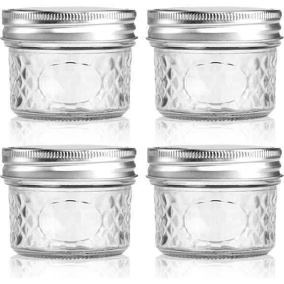 4 oz/120 ml Clear Glass Storage Canister with Airtight Lid, 4 Pack Small Cute Decorative Mason Container Jar for Salad, Overnight Oats, Snacks, Yogurt, Cereal, Fruit, Spice, Sugar, Coffee