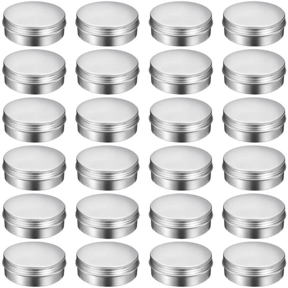 4 oz Aluminum Tins Screw Top Round Steel Cans Aluminum Tin Cans with Screw Lid Containers, 24 Pack