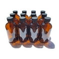thumbnail image 1 of 4 oz Amber Glass Boston Round Bottles With Black Ribbed Cap - 12 Pack, 1 of 3