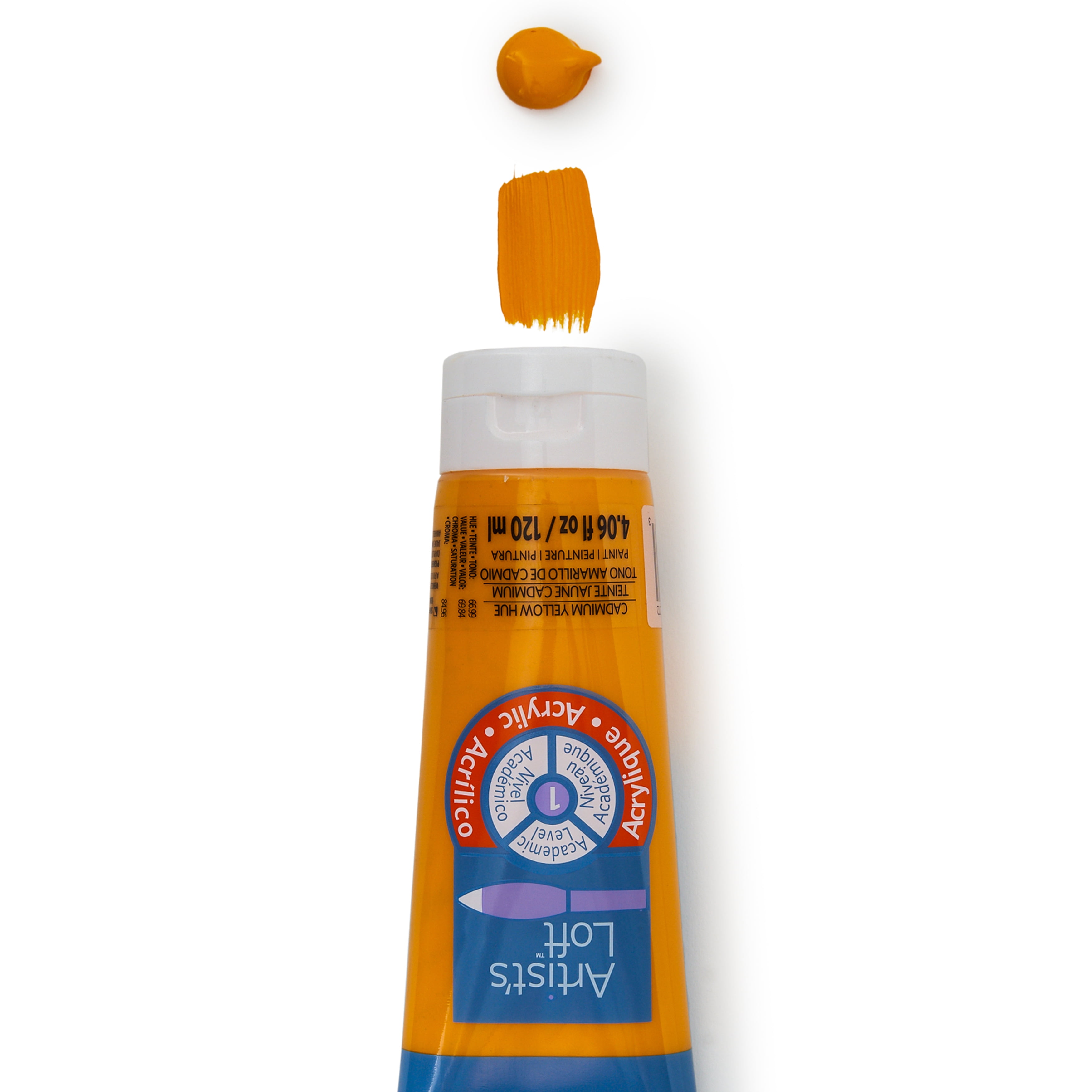 4 oz. Cadmium Yellow Hue Acrylic Paint by Artist's Loft - Water-Based - Fast-Drying Paint for Canvas - Wood - Metal & More - 12 Pack