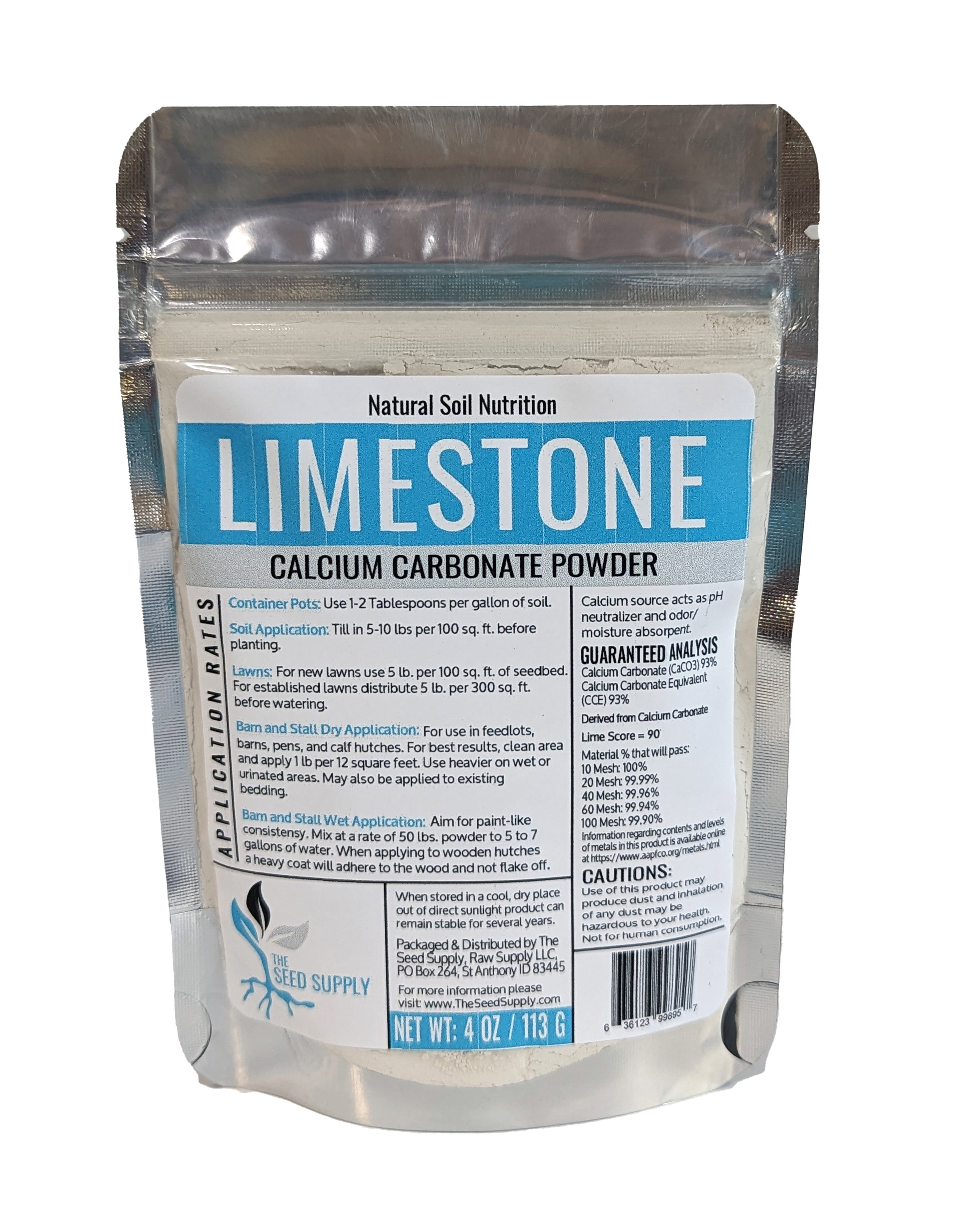 4 oz Calcium Carbonate Limestone Powder Garden Fertilizer and pH