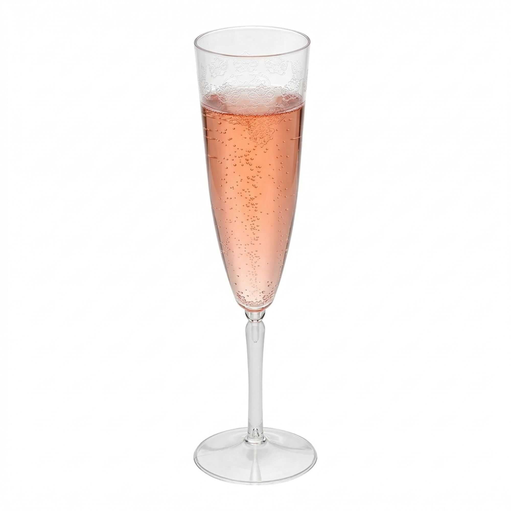 4 oz Clear Plastic Wedding Champagne Flute - 1-Piece - 7 1/2" x 2 1/4" x 2 1/4" - 20 count box