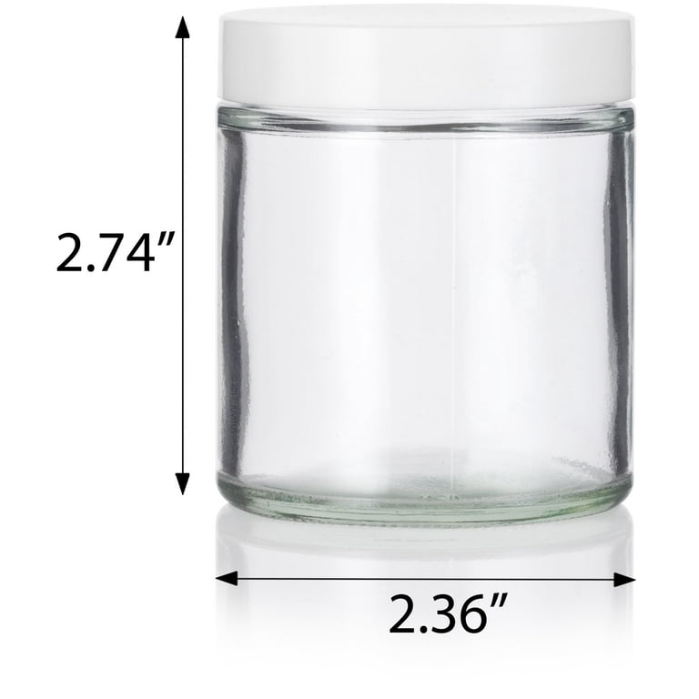 Clear Plastic Jar, Smooth Black Lid, 4 oz