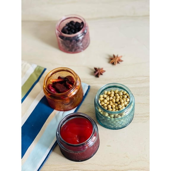 4 oz Colored Mini Glass Jars with Airtight Bamboo Lids 24 pack