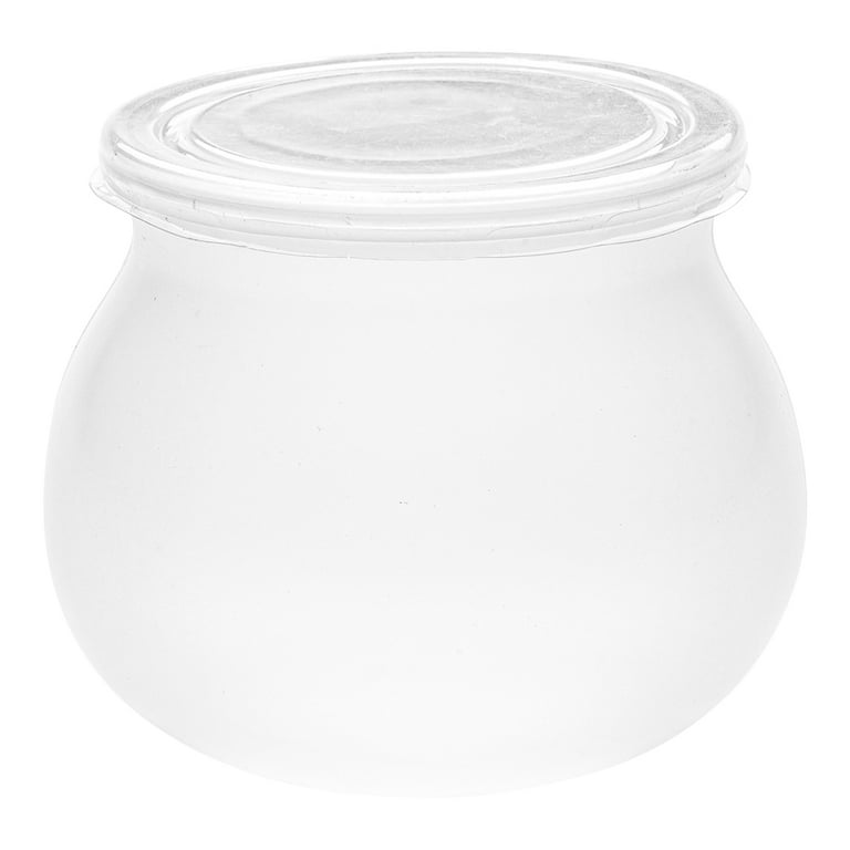 4 oz Frosted Plastic Bulbous Candy Jar - with Lid - 2 1/2 inch x 2 1/2 inch x 2 1/2 inch - 100 Count Box, Clear